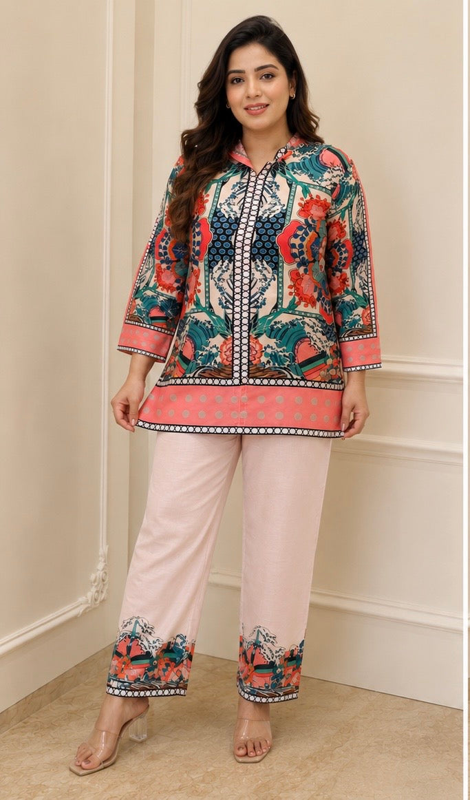 Women crape printed coord set