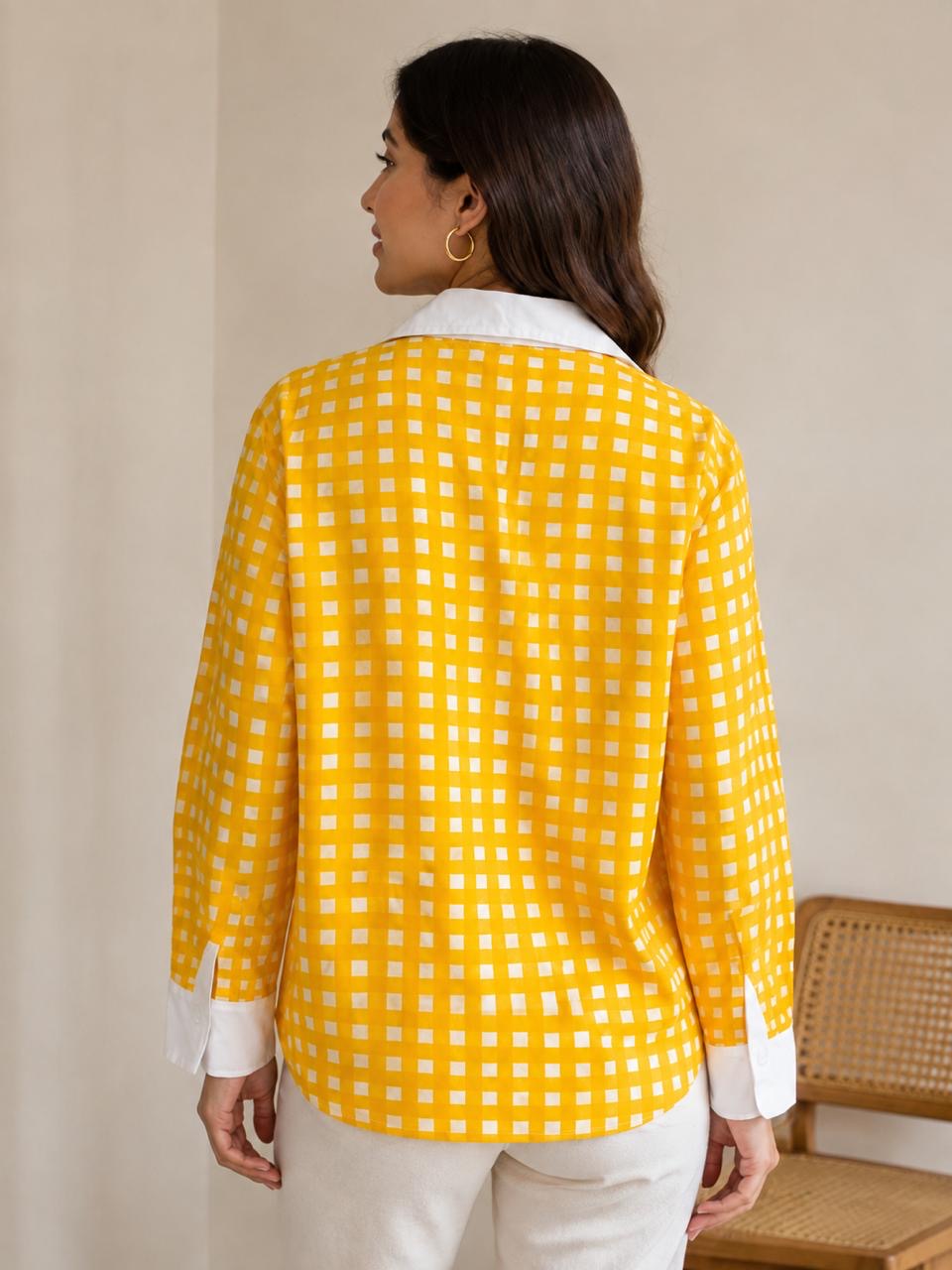 Premium women cotton gingham shirt