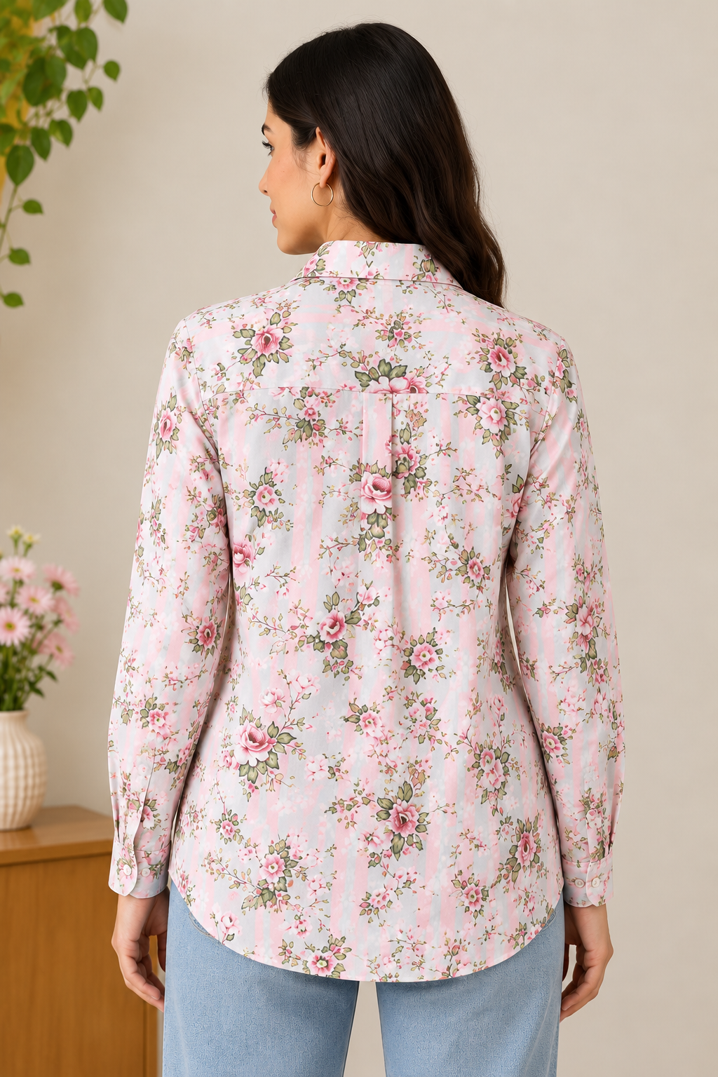 Floral print pure cotton shirt